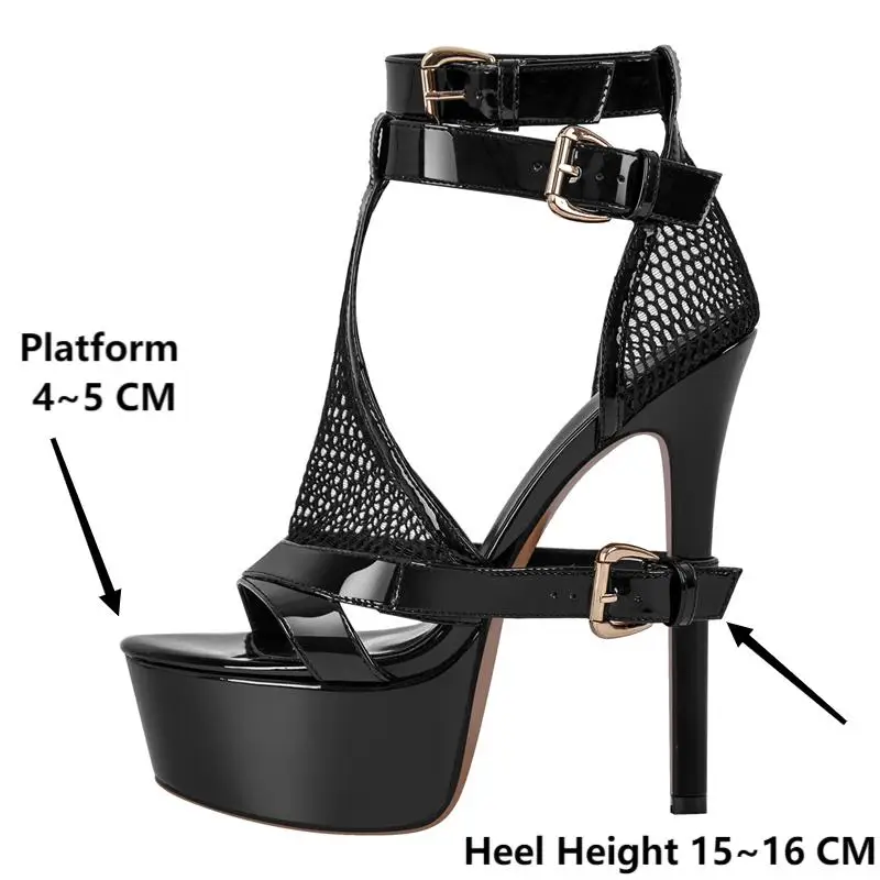 Onlymaker Women Peep Toe Platform Sandals Thin Heels Ankle Strap Buckle Sandals Fashion Summer Heels