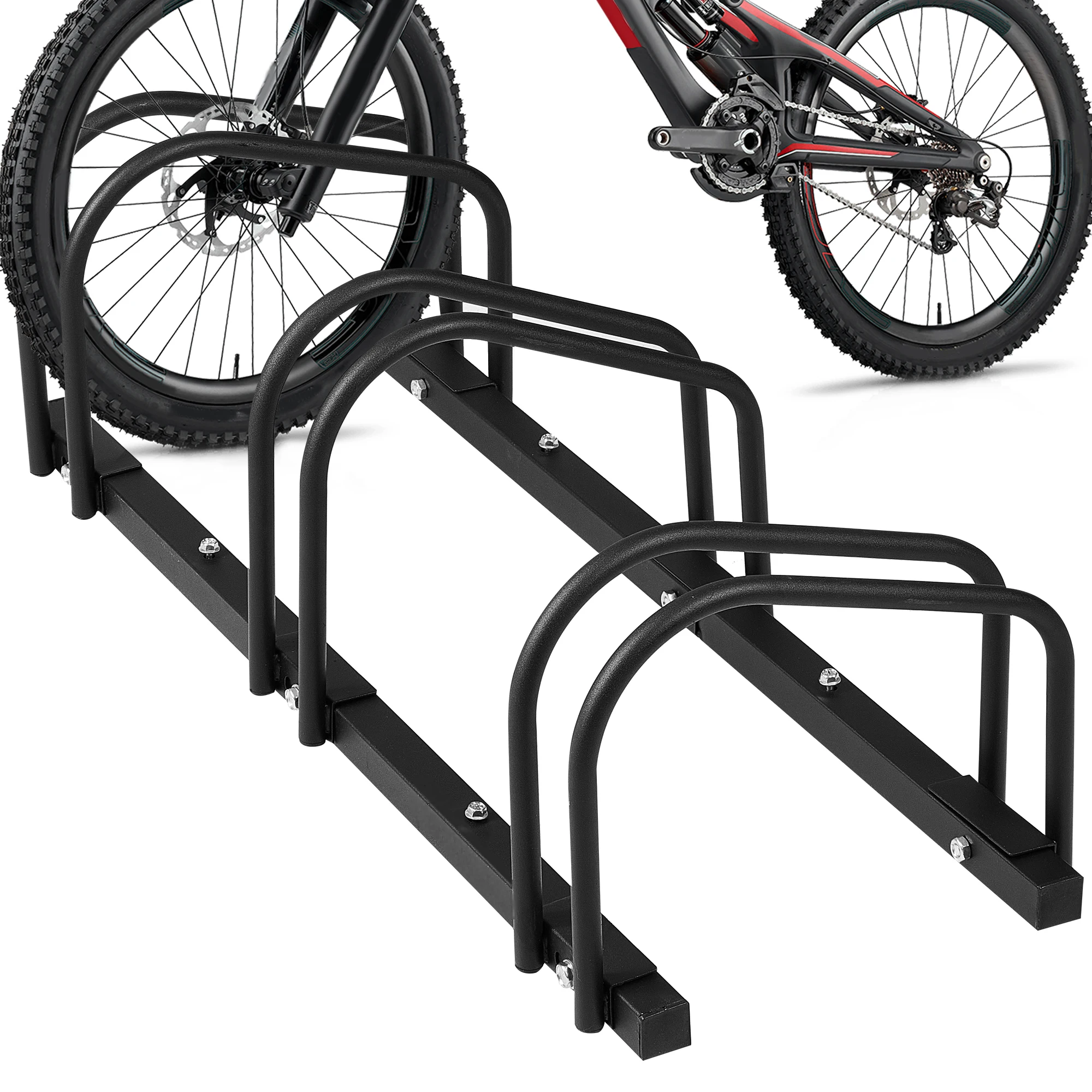 Upright Freestanding Bike Storage Rack, Holds 3 Bicycles, Safe And Secure MTB Mountain Bike Universald Storage Indoor Outdoo