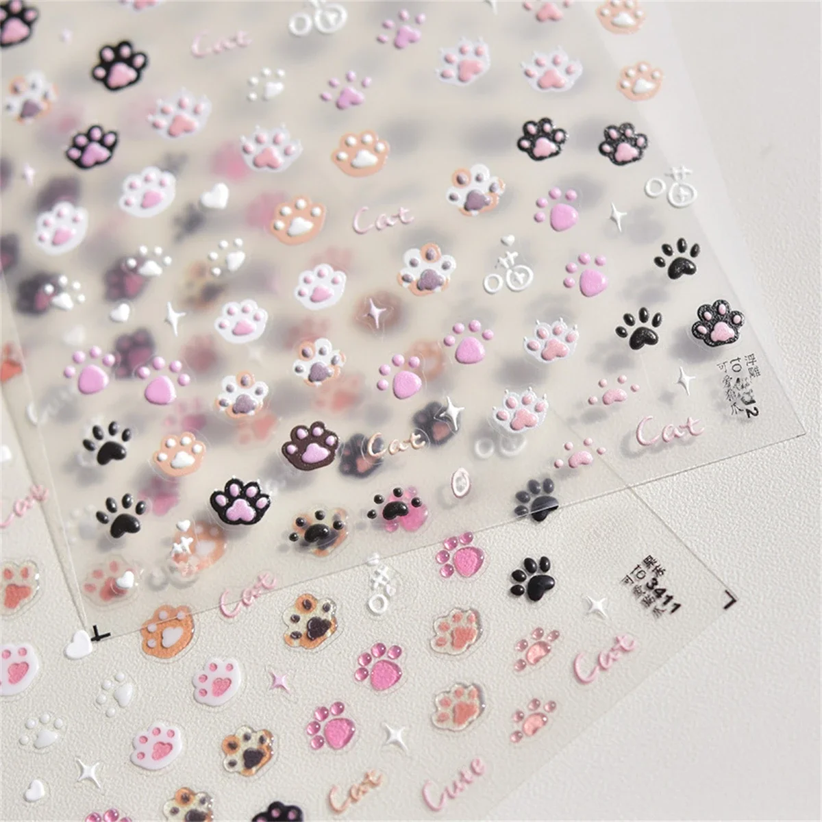 1 sztuk 5D śliczny różowy kot pazur naklejki do paznokci japoński Kawaii suwak ozdoby do paznokci naklejki samoprzylepne akcesoria do Manicure DIY — zdjęcie 2