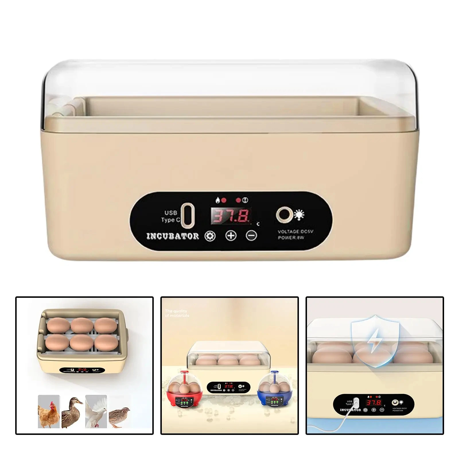 

Mini Egg Incubator Automatic Intelligent Egg Hatcher Machine Electric for Chicken Birds Duck Goose Egg Small Egg Hatcher