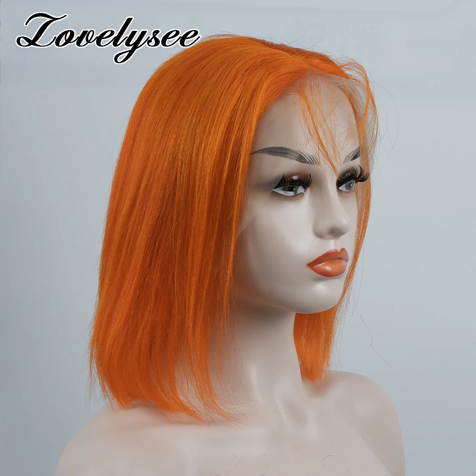 Rode Korte Bob 13X4 Lace Front Pruik Remy Menselijk Haar Voor Vrouwen Lijmloze Natuurlijke Kleur 150% Dichtheid Frontale Bob Pruik Klaar Om Te Dragen