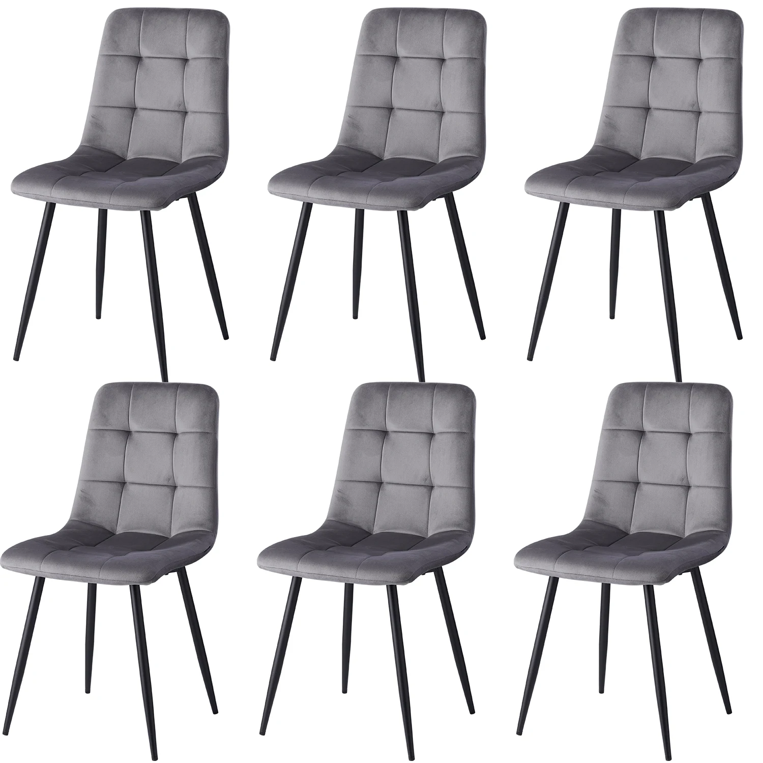 EGOONM Set van 2/4/6 eetkamerstoelen, gestoffeerde stoelen, designstoel met rugleuning, fluwelen zitting, metalen frame keuken woonkamer