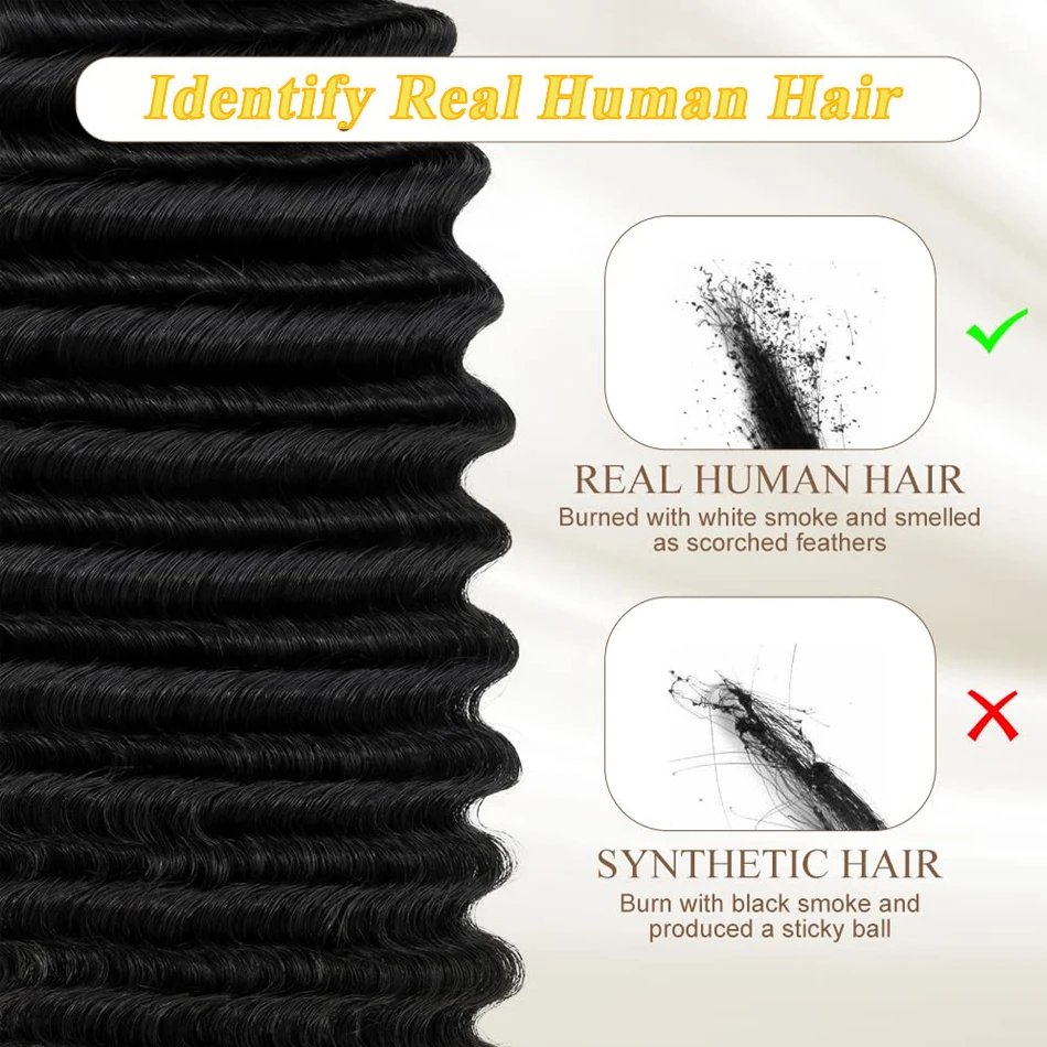 شريط مموج عميق في وصلات الشعر شعر بشري 100% #5