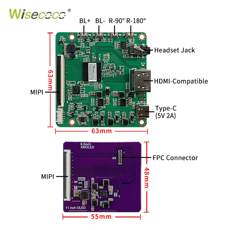 Imagem -04 - Oled Ips Display para Raspberry pi Wisecoco 2k Screen Ips Display 2480x1860 Displays para pc Laptop Ps4 Xbox tv Box 8