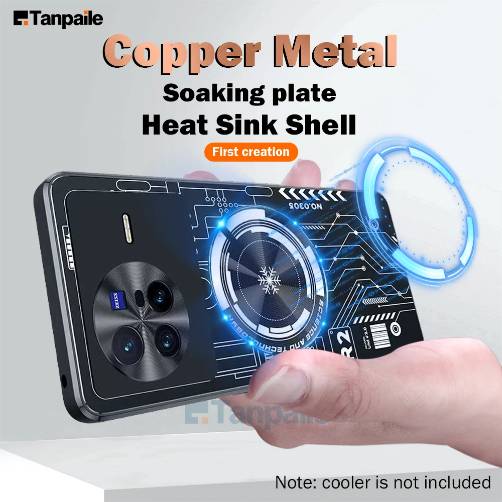 

Tanpaile Magnetic Cooling Phone Case For Vivo X80 Pro Plus Shockproof Magsafe Copper Heat Dissipation Aluminum Metal Back Cover