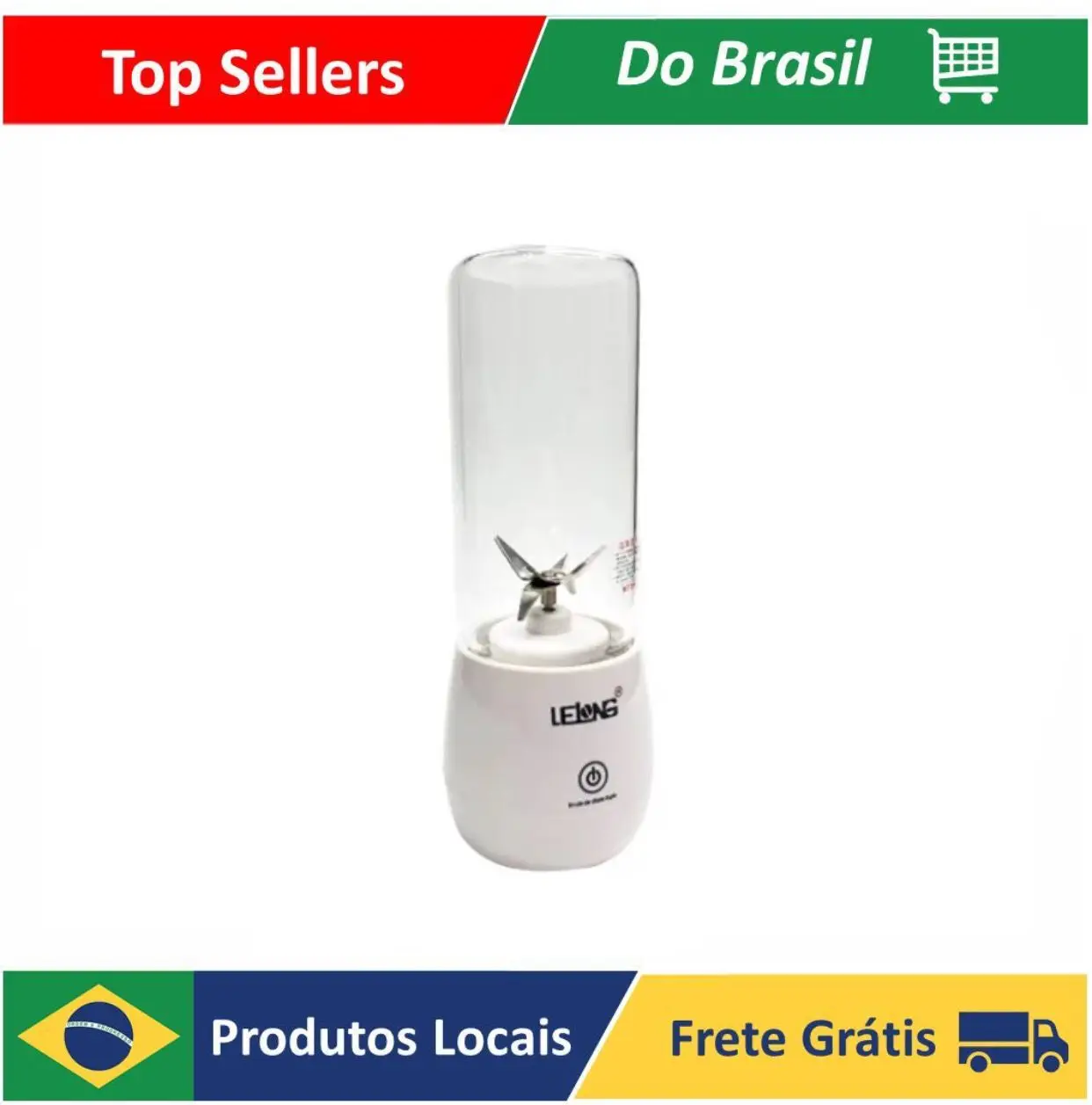 Mini Liquidificador Portátil Vidro 6 Lâminas Suco Gelo 450ml