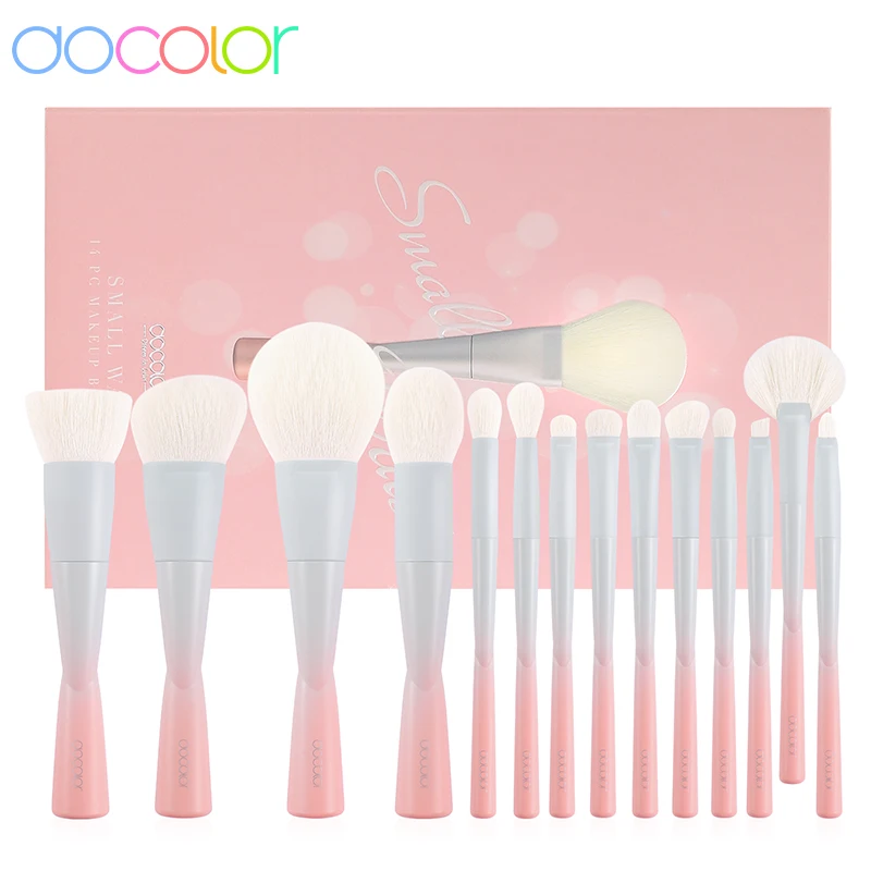 Docolor 14pcs Makeup Brushes Set Professional Foundation Powder Eyeshadow Lip Blush High Quality Synthetic Hair Cosmetic Brush