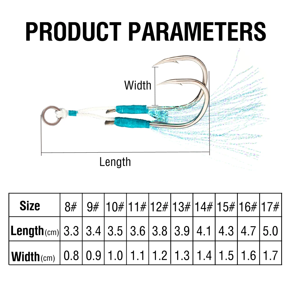 20 Stück scharfe Angelhaken aus Kohlenstoffstahl, Assist-Haken, Doppelhaken, Angelzubehör mit langlebigem Ring für Jig – Detail 8