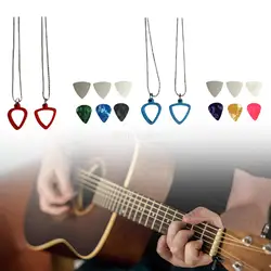 Guitar Pick Holder Guitar Picks Storage Necklace Portable with 6 Picks for Bass Electric Guitar Gifts Musicians Music Lovers