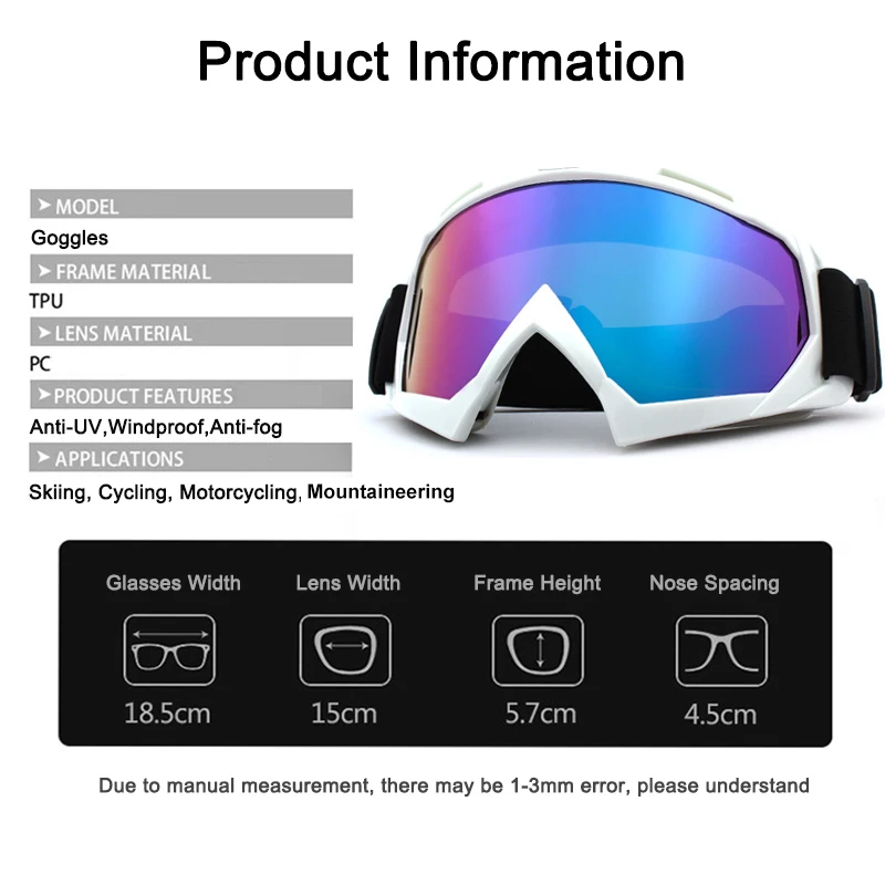 Skiing Goggles Windproof Cycling Motorcycle Snowboard Goggles Anti-Fog Anti-Scratch Dustproof Eyewear Outdoor Sports Goggles