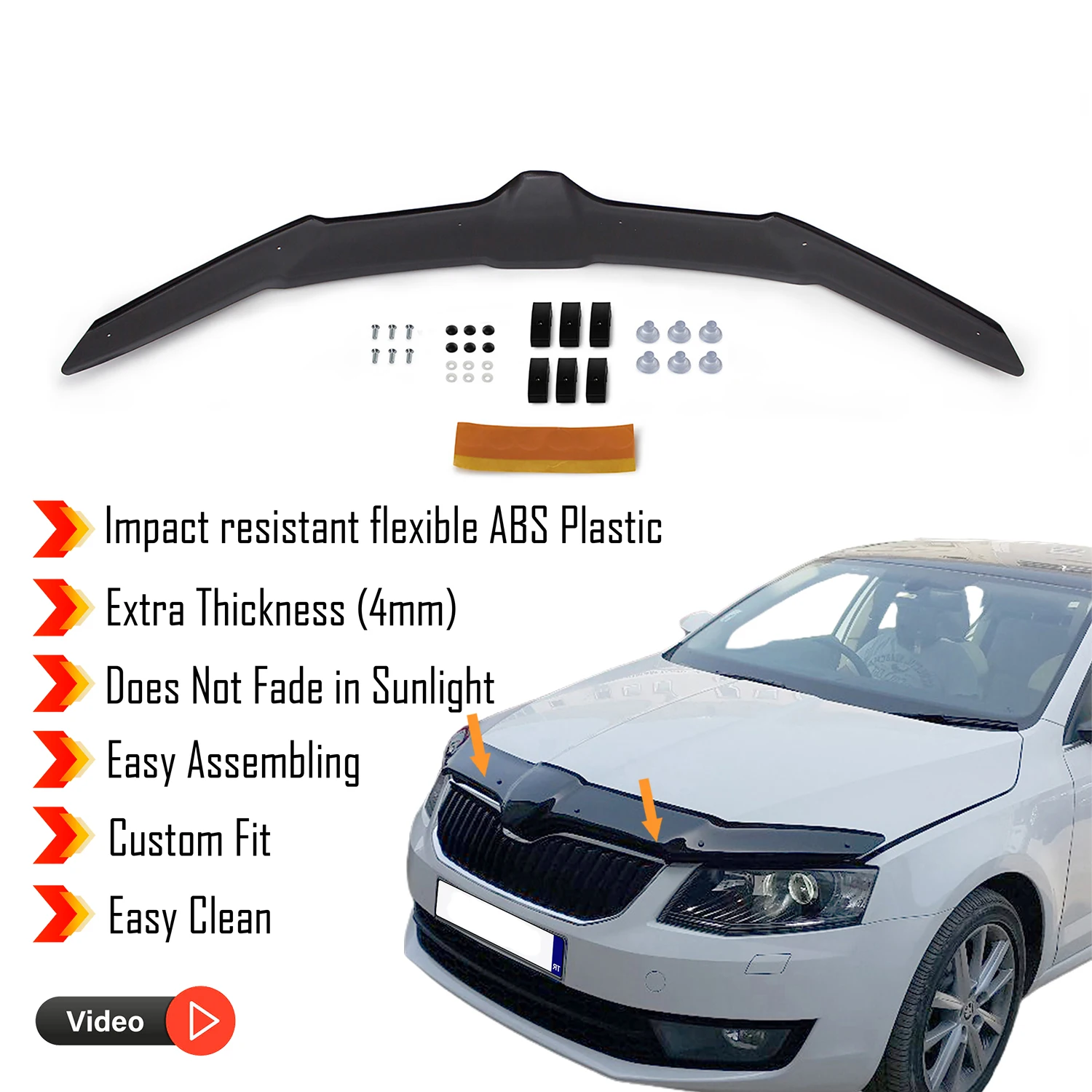 Hood Deflector Guard for Skoda Octavia A6 (2013-2019) - (SD) Bug Shield Bonnet Protector / 4 mm thickness material