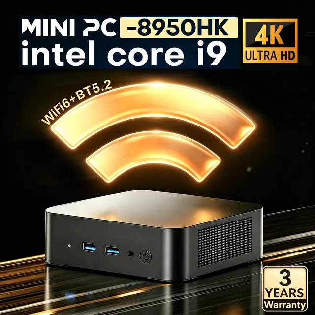 Hot Sale Windows 11 Intel Core I9 8950HK I3-6100 Mini PC Computer 16GB RAM 512GB Gaming Computer WiFi6 Portable Mini Desktop PC