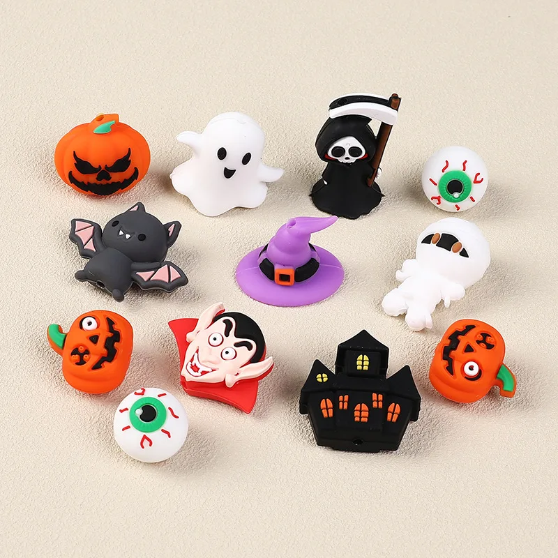 

Halloween Silicone Beads: 3D Creative Pumpkin, Bat, Ghost Beaded Ornaments, DIY Accessories, Epoxy Resin Beads10pcs/set
