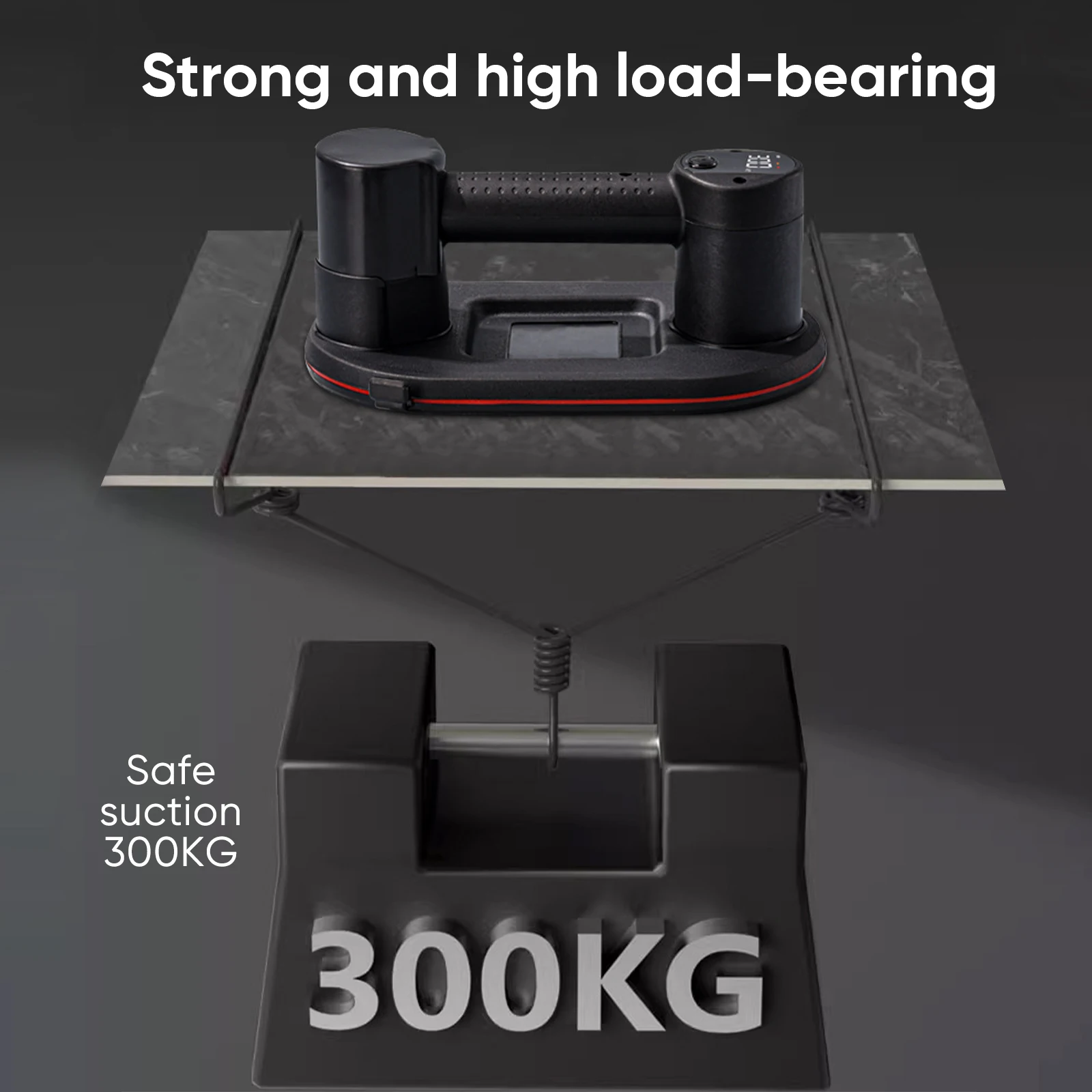300 kg Last, robustes Smart Display, großer elektrischer Vakuum-Saugnapf, Glasfliesenheber, 4000 mAh, Vakuumsauger, Hebewerkzeug – Detail 3