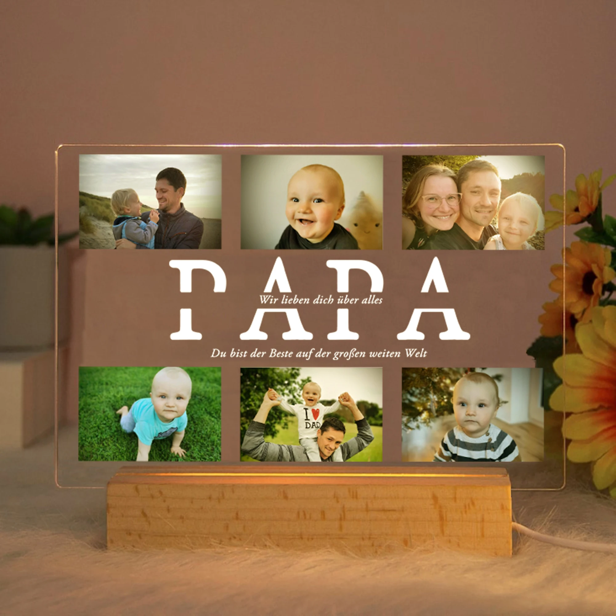 Customized 3D Acrylic Lamp Personalized Photo Text Night Light for MOM DAD LOVE Family Day Wedding Birthday Christmas Gift