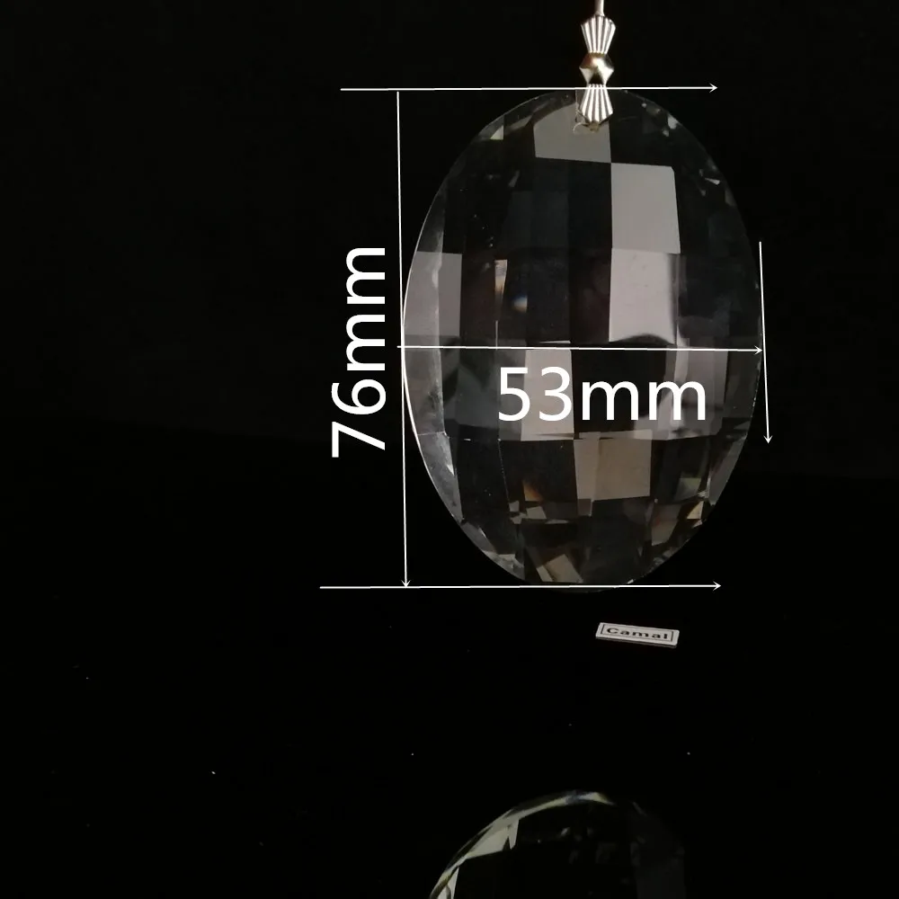 Camal 1PCS 76mm K9 Clear Faceted Egg Shaped Crystal Pendant Prisms SunCatcher Chandelier Hanging Ornament Fengshui Lamp Parts