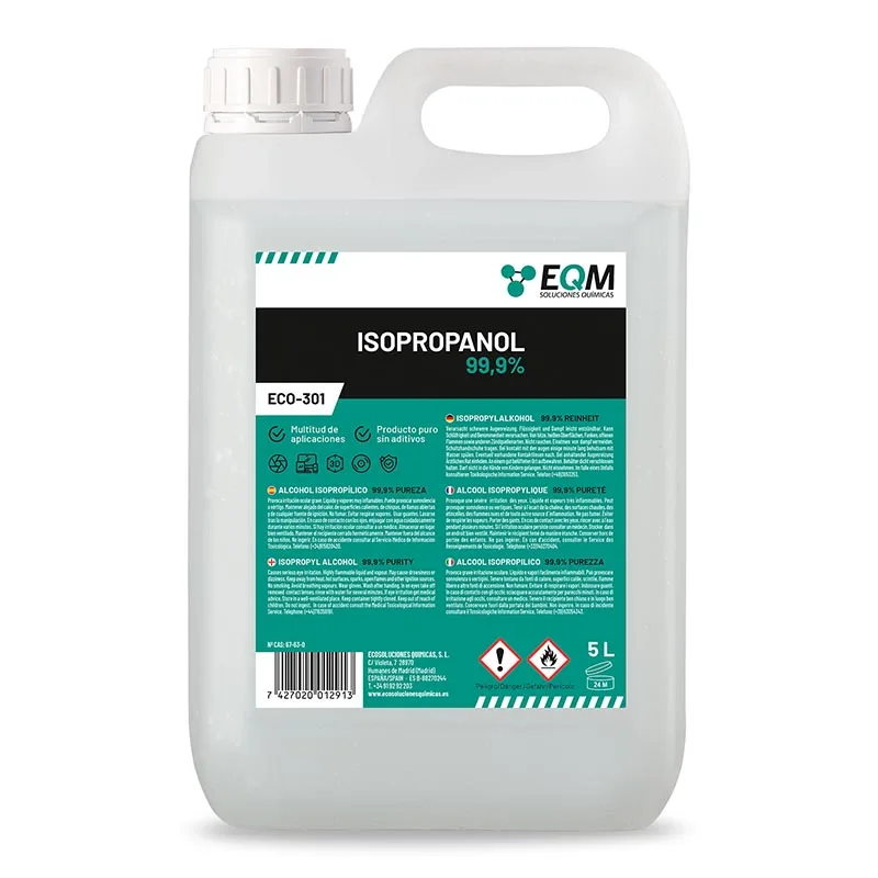 EQM | ECO-301 | Isopropyl Alcohol 99,9% | Isopropanol | Cleaning electronic components, lenses and screens | 3D printing resin cleaning | Glass cleaner and degreasant (5 litres)