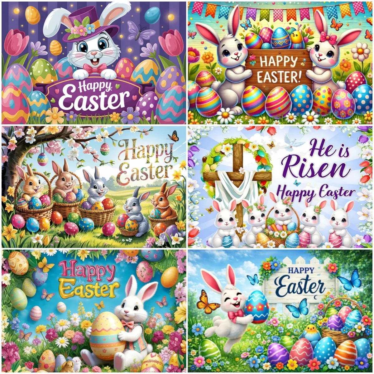 

Easter Photography Backdrops Spring Floral Grass Rabbit Eggs Backdrop Kid Gift Baby Shower Portrait Decoration Photo Banner Prop