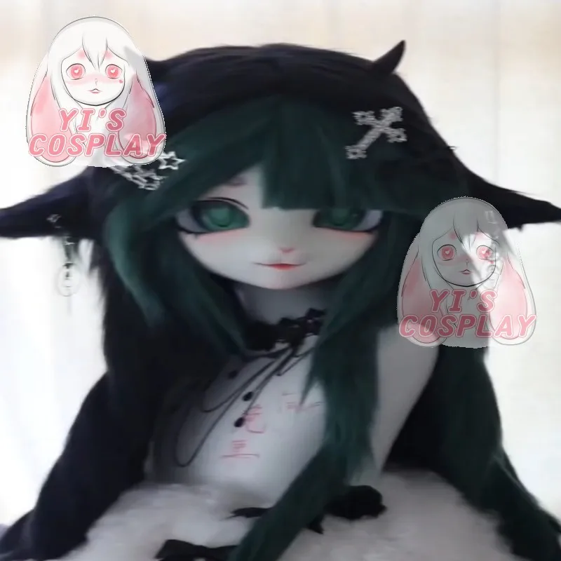 Fursuit رئيس Yis تأثيري مخصص فروي رئيس Kigurumi رئيس تأثيري كيمونو اليدوية سماعات الوحش مخصص Fursuit كيمونو