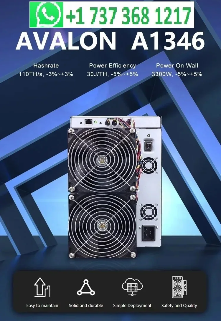 

HOT PROMO ! BUY 10 GET 5 FREE New Avalon A1346 110TH/s Bitcoin Miner 3300W BTC Asic Miner Avalon Miner 1346 110T BTC Miner