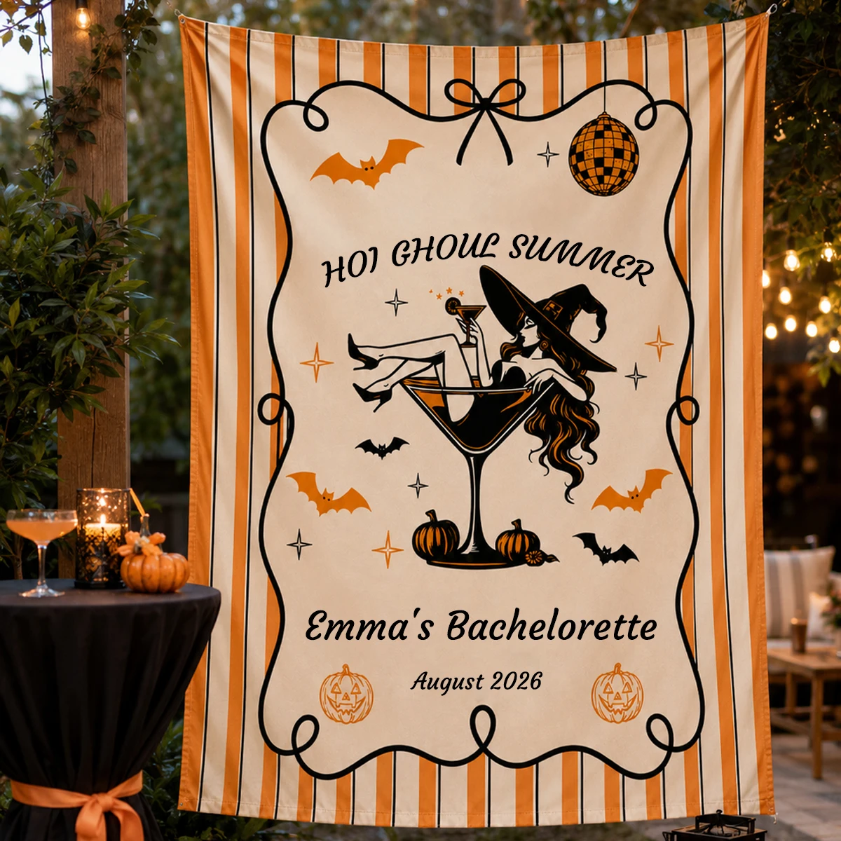 Custom Halloween Flag, Retro Halloween Party Banner,Custom Witch Tapestry, Spooky Hen Party Decor,Custom Holiday Flag. view 5
