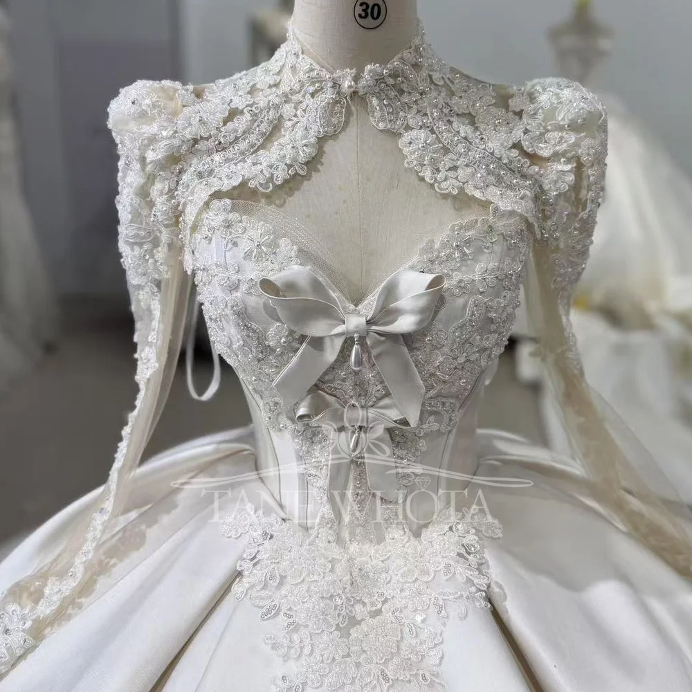 

Robe Mariage Femme 3 Wear Bow Sweetheart Back Lace Up Ball Gown Satin Wedding Dress With Lace Jacket