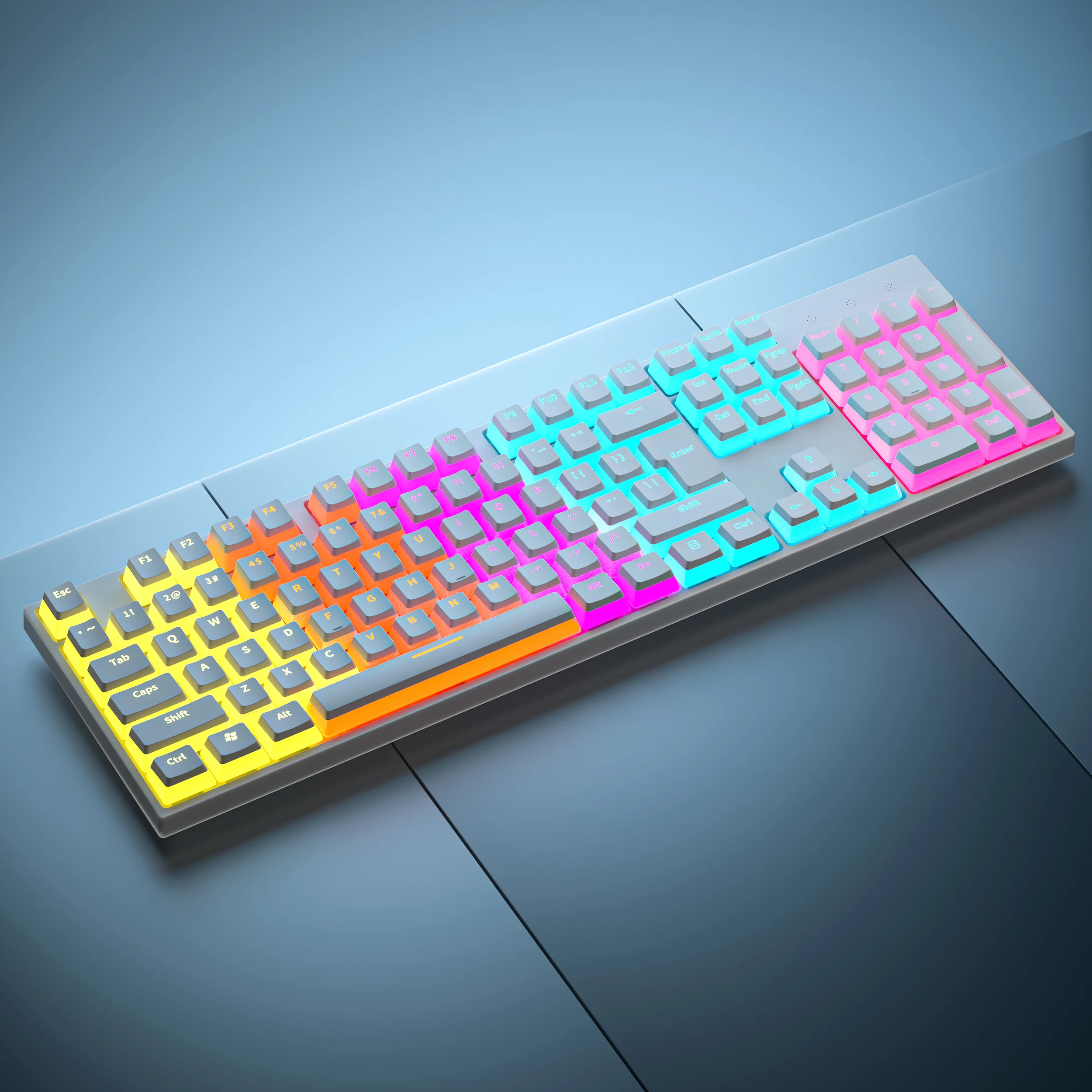 Ka102Mechanical Keyboard Supports Full Key No Punch Keycap Material Abs Three-Axis Key Line Separation