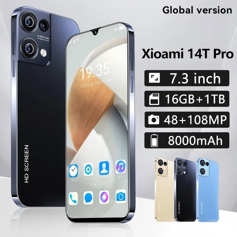 

Original Mobile Phone Xioami 14T Pro 7.3 HD Screen Smartphone 5G Dual Sim Celulares Android Unlocked 108MP 8000mAh Cell Phone