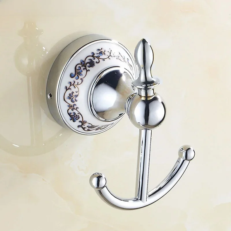 Ceramiczne wieszaki na szlafroki Chromowany wieszak na ręczniki ze stali nierdzewnej Wieszak na szlafrok Wieszak ścienny Organizer akcesoriów łazienkowych Wieszak na ubrania HYT-11802-C — zdjęcie 2