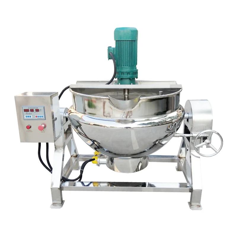 Industrial Steam Heating Sandwich Boiler Electric Tilt Fruit Jams Mixing Machine Jacketed Kettle Cooker Pot With Stirrer