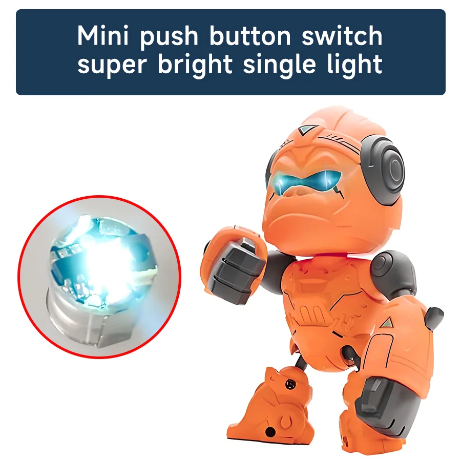 Mini lampada wireless da 7,6 * 7,1 mm con batteria, modello di luce con pulsante chiave, giocattoli per modellismo fai da te/auto/robot/Diorama 1 pz