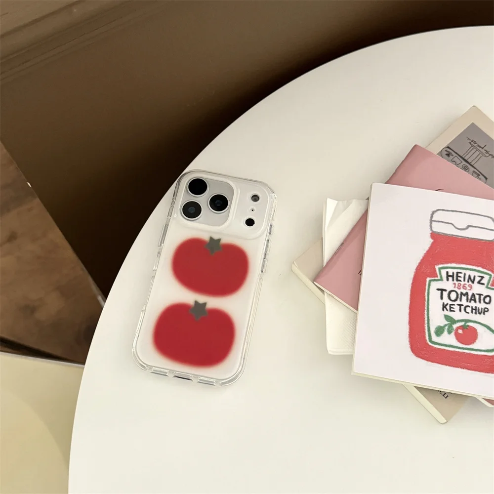 الكورية INS بسيط ستار الطماطم جراب هاتف آيفون 13 14 15 16 17 غطاء 16 برو 17 برو ماكس فوندا المضادة للسقوط لطيف الغطاء الواقي #2
