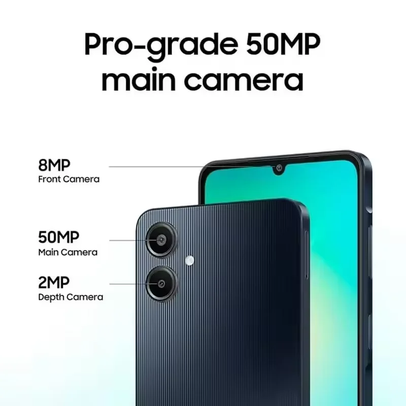 إصدار الشرق الأوسط لهاتف سامسونج جالاكسي A06 4G الذكي Mediatek Helio G85 شاشة 6.7 بوصة PLS LCD كبيرة كاميرا مزدوجة 50 ميجابكسل بطارية 5000 مللي أمبير في الساعة