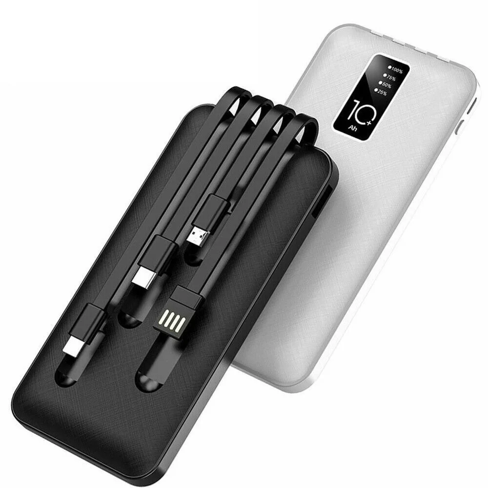 Cargador portátil de alta velocidad Power Bank 20000mAh con 4 cables USB