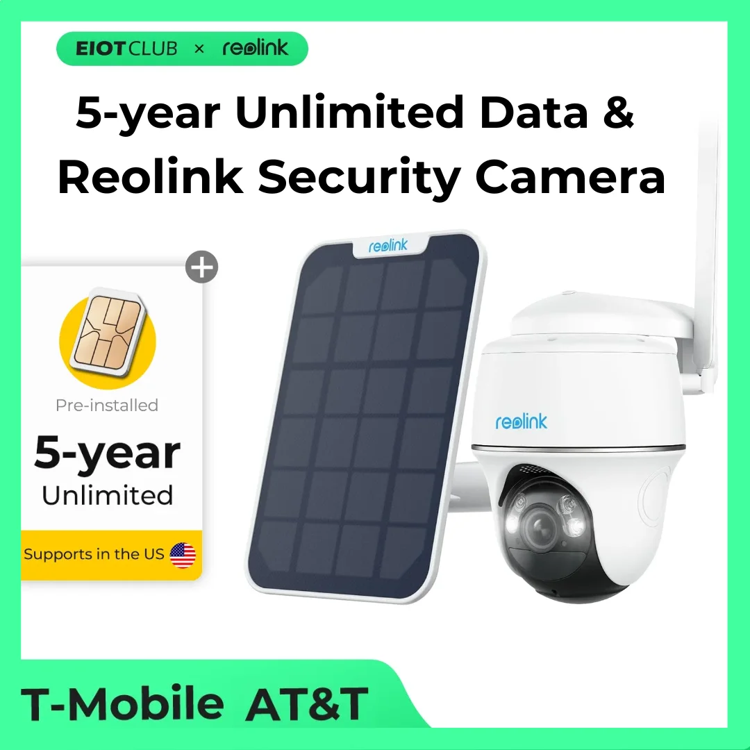 

5-Year Unlimited Data with Reolink Security Camera Bundle, 4G LTE Cellular Outdoor Wireless Surveillance Camera, Plug and Play