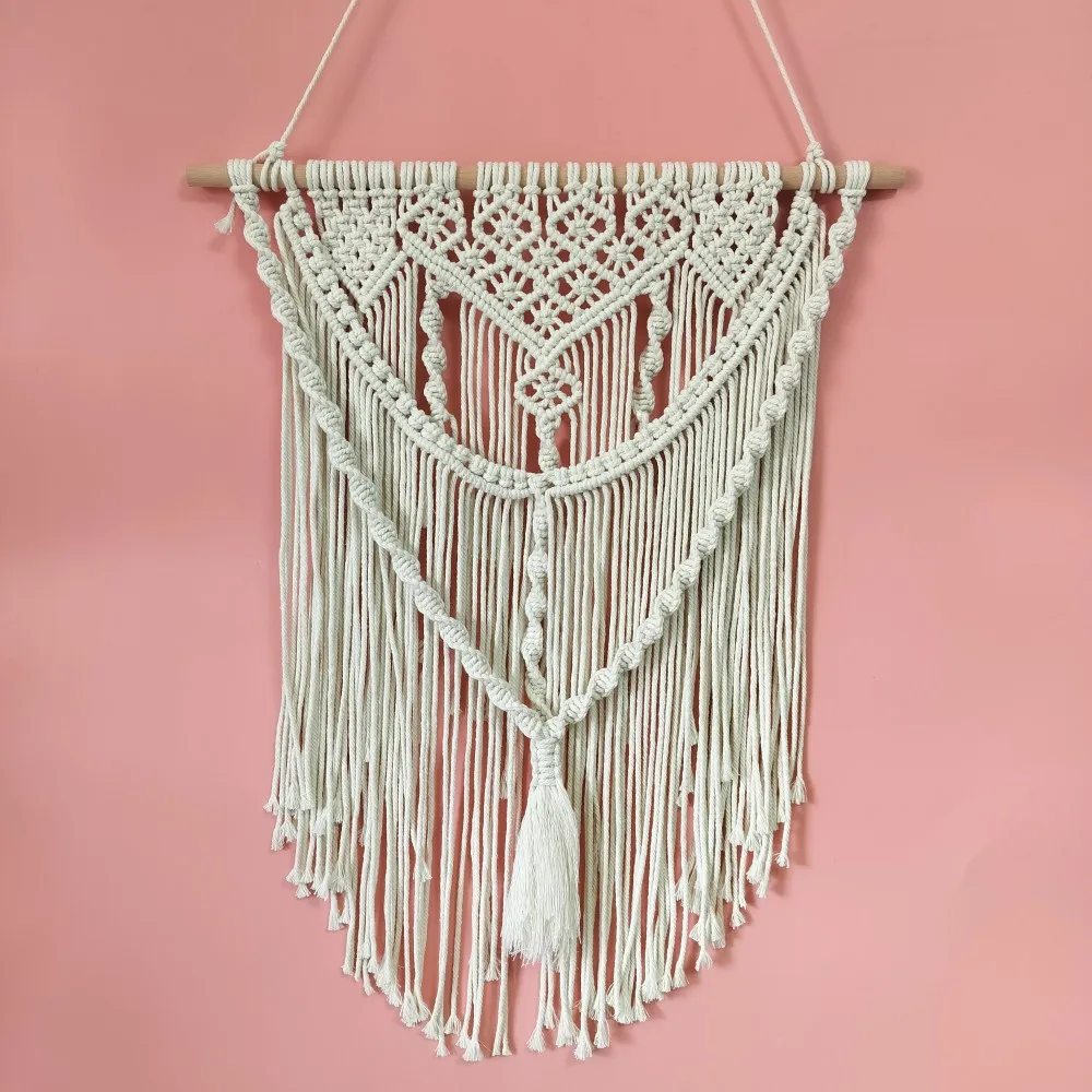 

Cream White Macrame Tapestry Hand Woven Tapestries Bohemian Wall Hanging Decorations Nordic Home Decor Crafts Housewarming Gifts