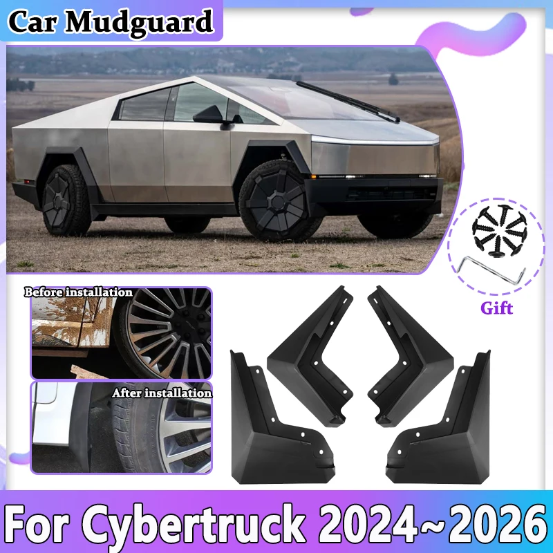 

For Tesla Cybertruck 2024 2025 2026 Car Mudguards Mudflap Splash Splash-proof Mud Guard Flap Front Rear Wheel Fender Accessories