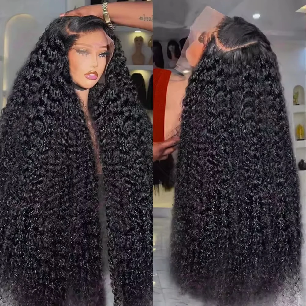 

Mossily 40 Inch Deep Wave 13x6 Lace Frontal Human Hair Wigs Transparent Curly Brazilian Black Wig 13x4 Lace Front Wig For Women