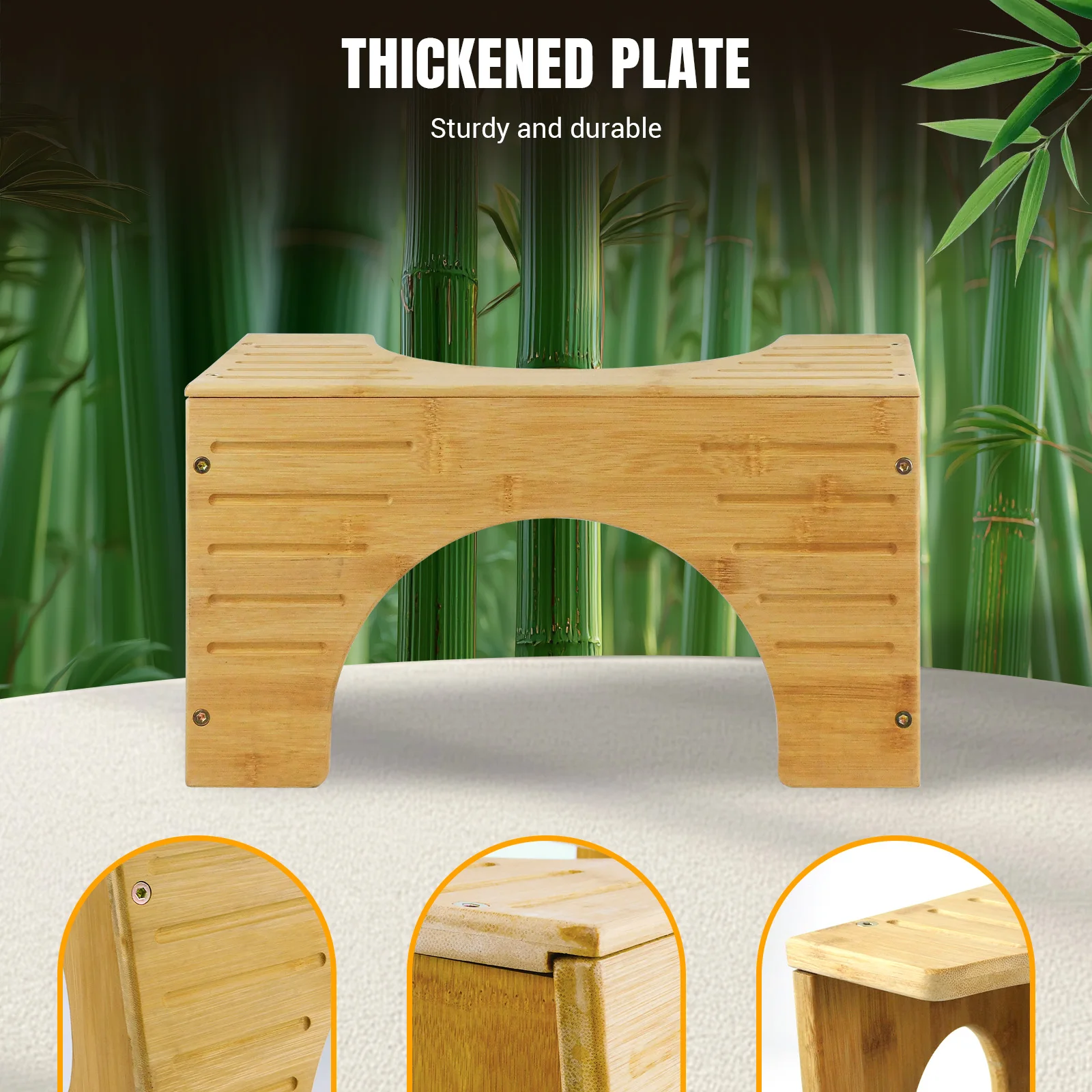 Squatty Potty, le tabouret de toilette original en bambou, réglable en hauteur (7 et 9 pouces), tabouret de salle de bain en bambou naturel, tabouret de toilette pour correction de posture pour adultes, pour une meilleure élimination des déchets.