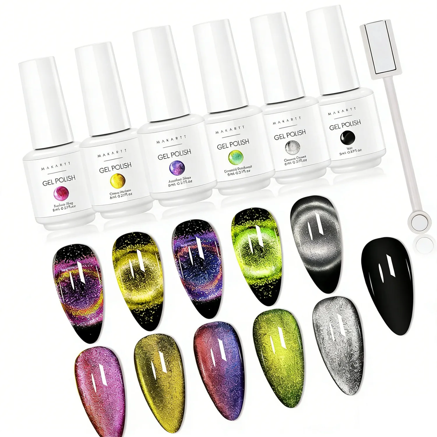 

6 Colors Cat Eye Gel Nail Polish with Magnet Sparkle Galaxy Series Soak Off Led Nail Art Manicure Salon DIY Glassy Moon French