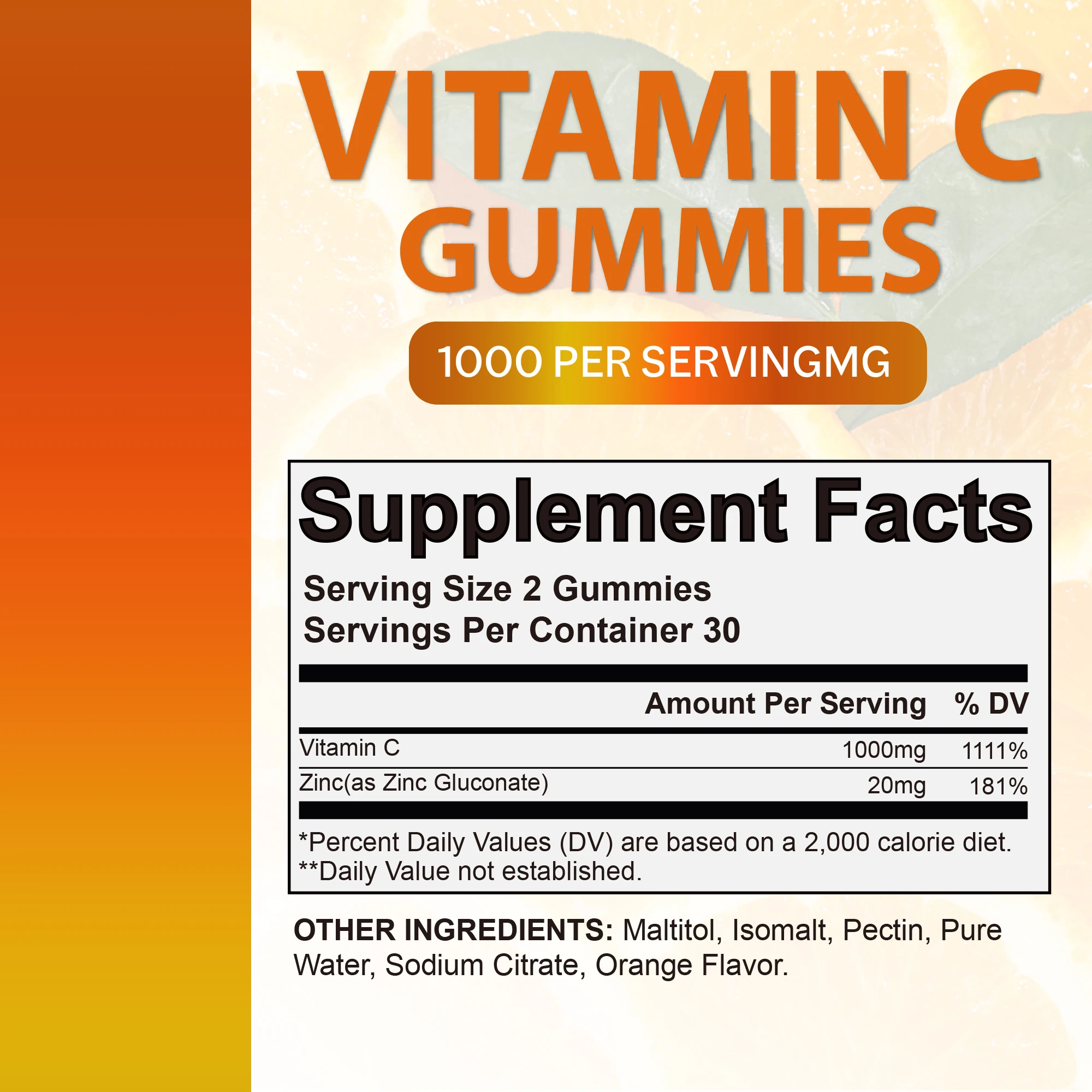 Vitamina C Gummies - Antioxidant, Joint, Immune, Skin, Cellular Respiration, and Cardiovascular Health - 60 Gummies