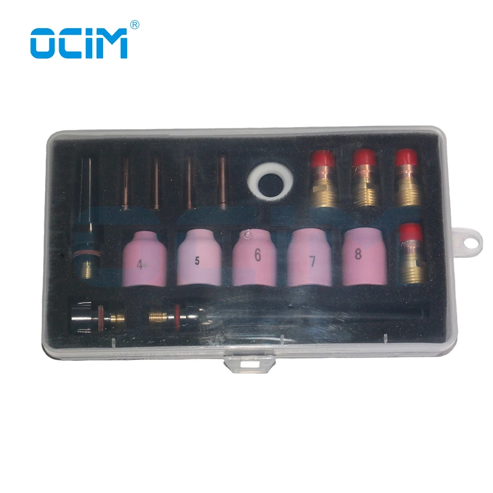 17 PCS  Argon Tig Welding Parts Kit with Plastic Package For WP17 WP18 WP26 Tig Welding Gun