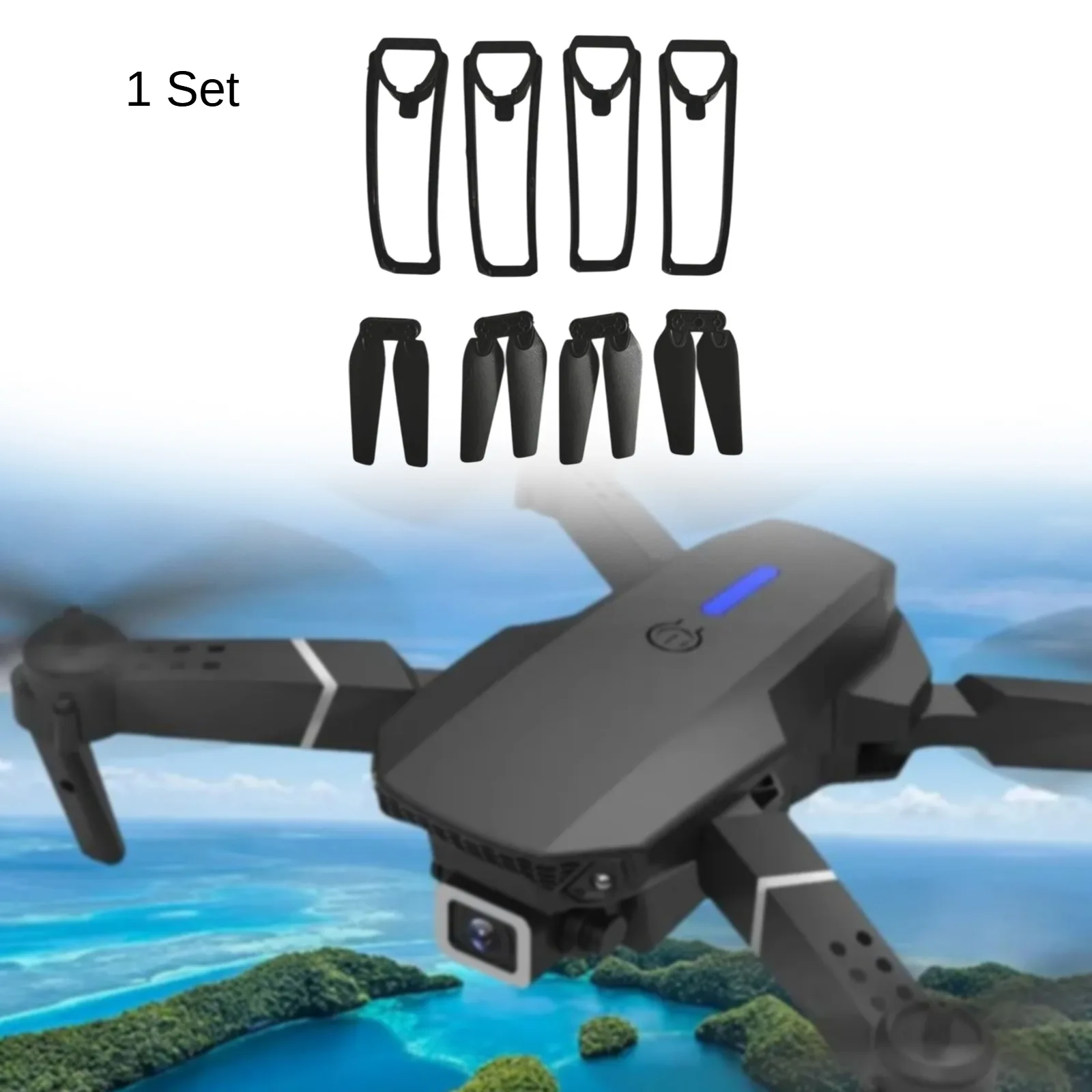 Quadcopter プロペラ ガード セット 高硬度折りたたみ式プロペラ 軽量プロフェッショナル スペアパーツ E88Pro E88 用