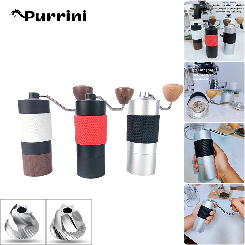 

Silver 5/6 Angle Stainless Steel Grinding Core Hand-cranked Coffee Grinder Portable Detachable Non Slip Espresso Household Tools