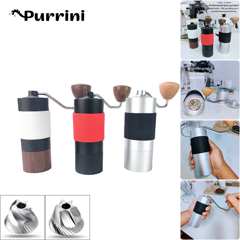 Silver 5/6 Angle Stainless Steel Grinding Core Hand-cranked Coffee Grinder Portable Detachable Non Slip Espresso Household Tools