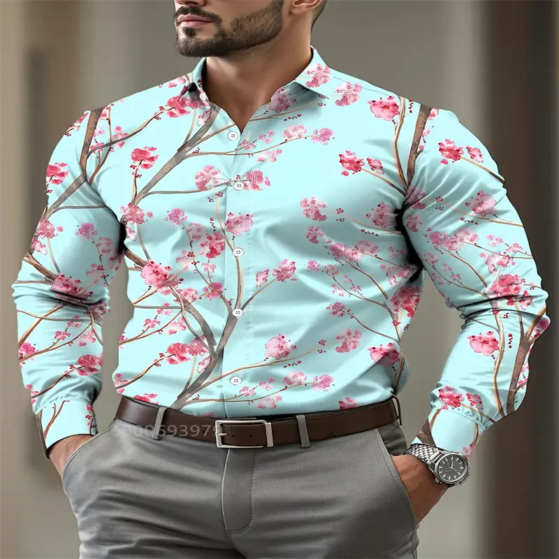 

2025 New Men's Retro 80s Hip Hop Clothing Vintage Printed Long Sleeve Shirt Disco Party Costume Halloween Carnival