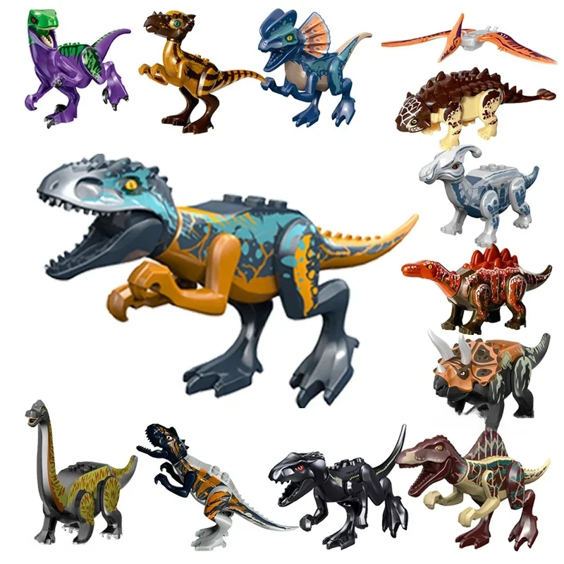 Cool Jurassic Dinosaurussen Wereld Velociraptor Triceratops Indominus T-Rex Model Monteren Bouwstenen Speelgoed Voor Kinderen Jongen Gift - afbeelding 2