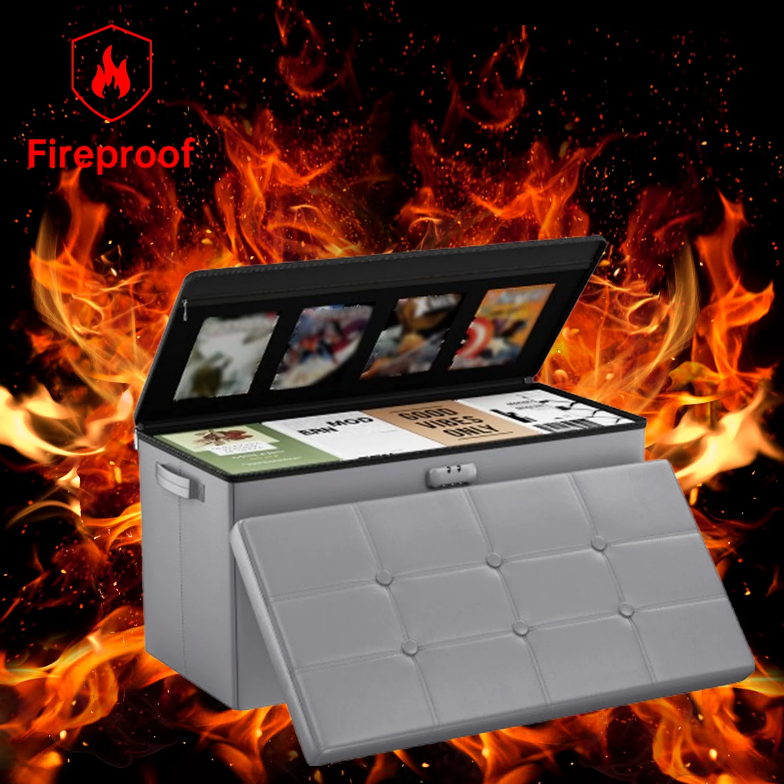 

Fireproof and Waterproof Storage Box for Important Documents, Storage Case, Storage Stool