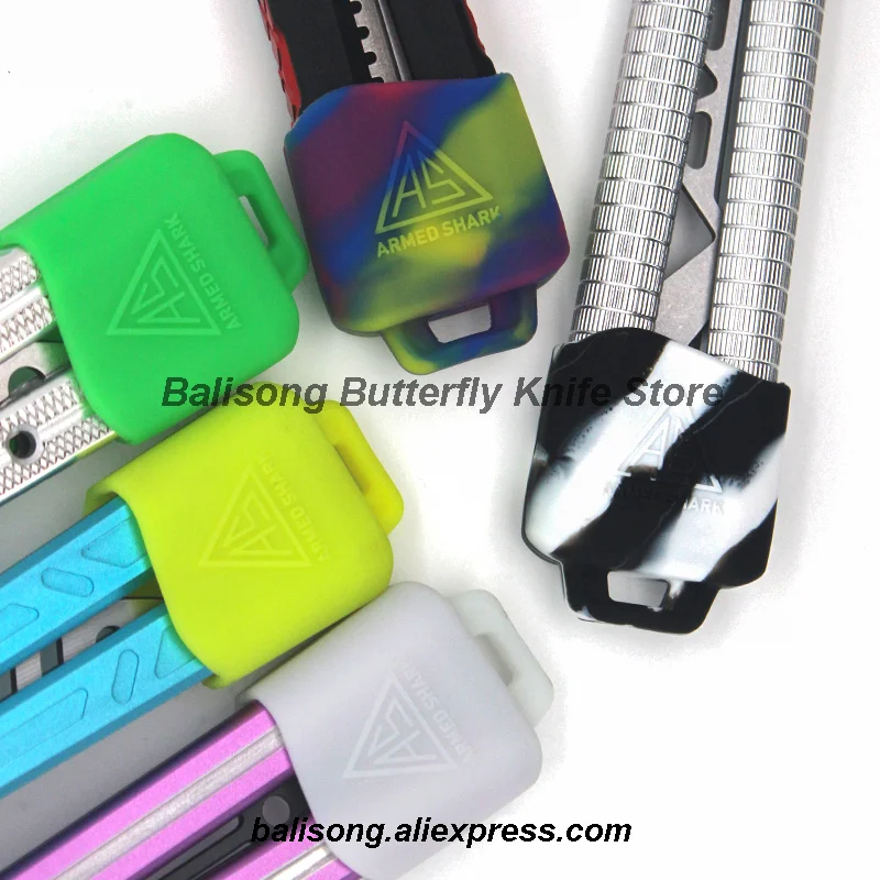 Funda de silicona para cuchillo, funda de almacenamiento Balisong, tiburón armado, mariposa