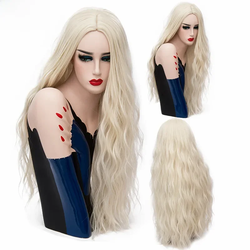 MSIWIGS 70CM długie różowe faliste peruki Cosplay Lolita syntetyczne damskie blond peruka 29 kolorów odporne na ciepło włosy — zdjęcie 2